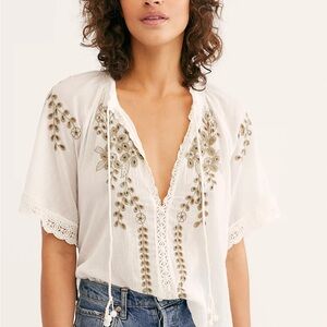 Free People Dahlia Embroidered Blouse sz Large